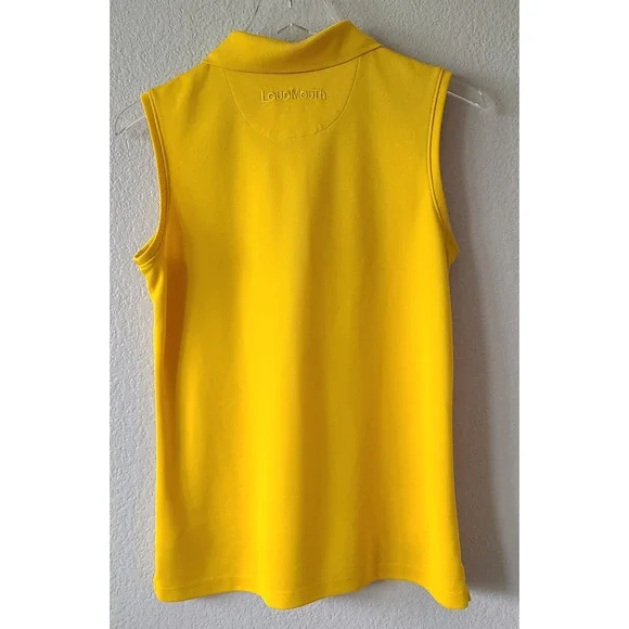 Loudmouth Golf Womens Tank Top Size Large Yellow Sleeveless Collar Buttons Slits - Picture 4 of 10